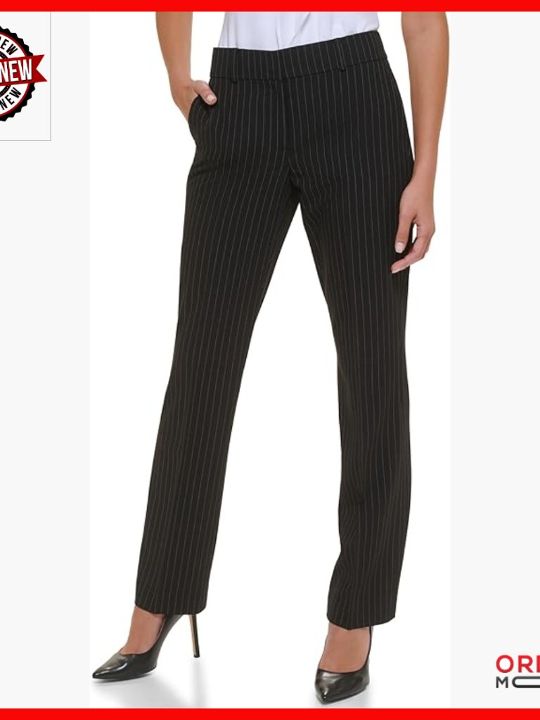 Boot Leg Trousers With Elastic Waistband, Slim Fit Ankle Pants